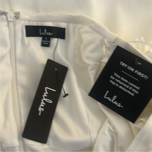 Lulus Pretty Presence White Off-the-Shoulder Floral Strap Mini Dress Size Large - Picture 10 of 10